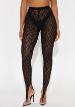 Women Sexy See-Through Lace Footed Pants