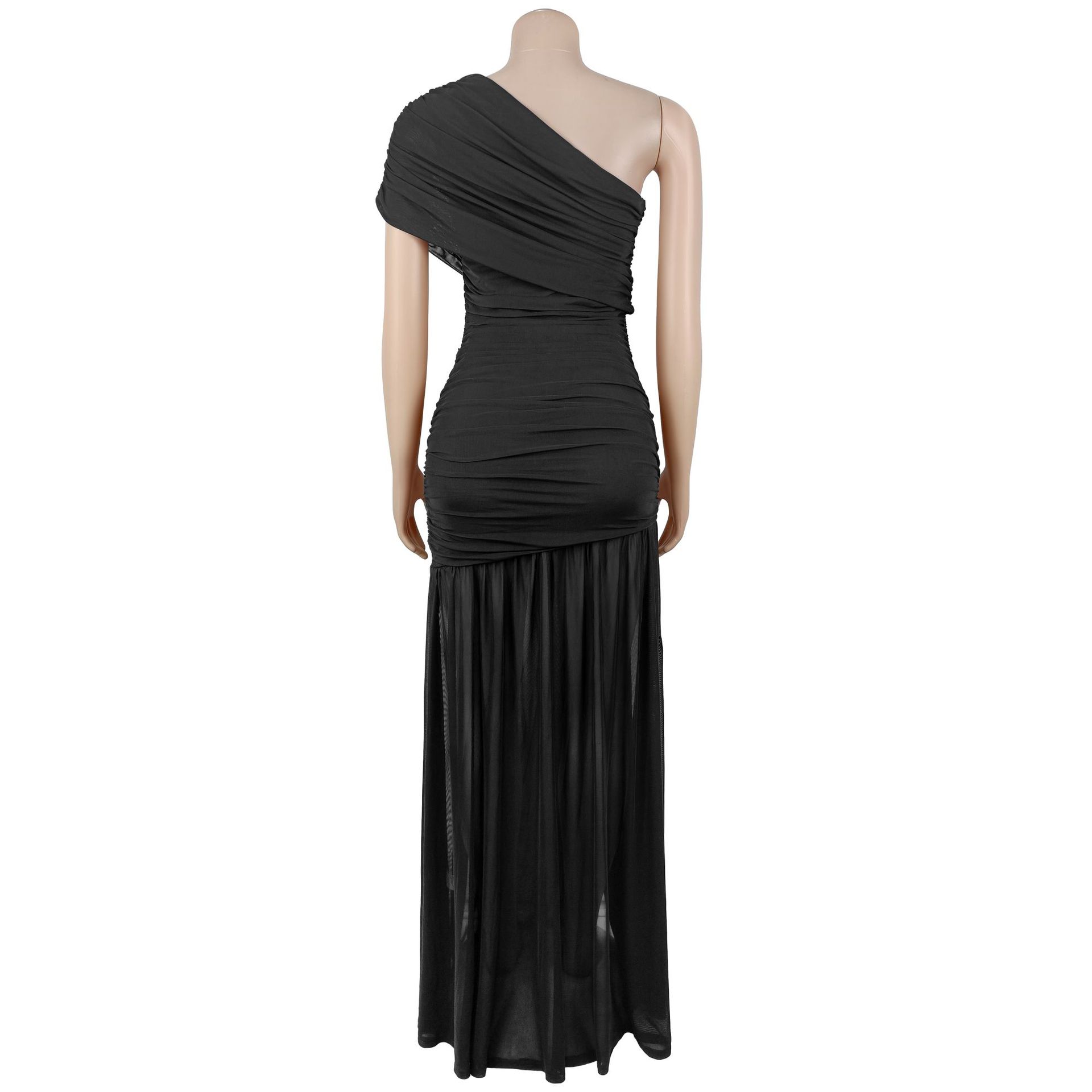 Sleeveless Slash Shoulder Split Dress for Evening Wear