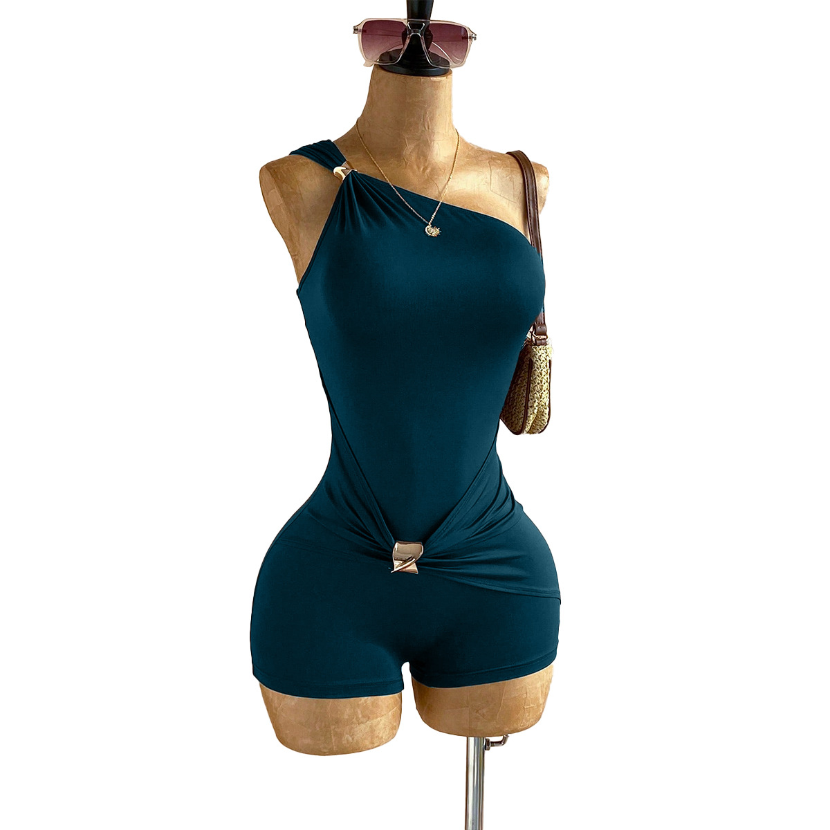 One-Shoulder Slim Waist Jumpsuit for Party Wear
