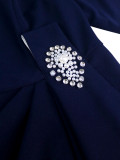 Women Ruffled Collar Half-Sleeve Rhinestone Bodycon Dress