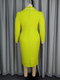 Women Formal Party Long Sleeve Ruffled Dress