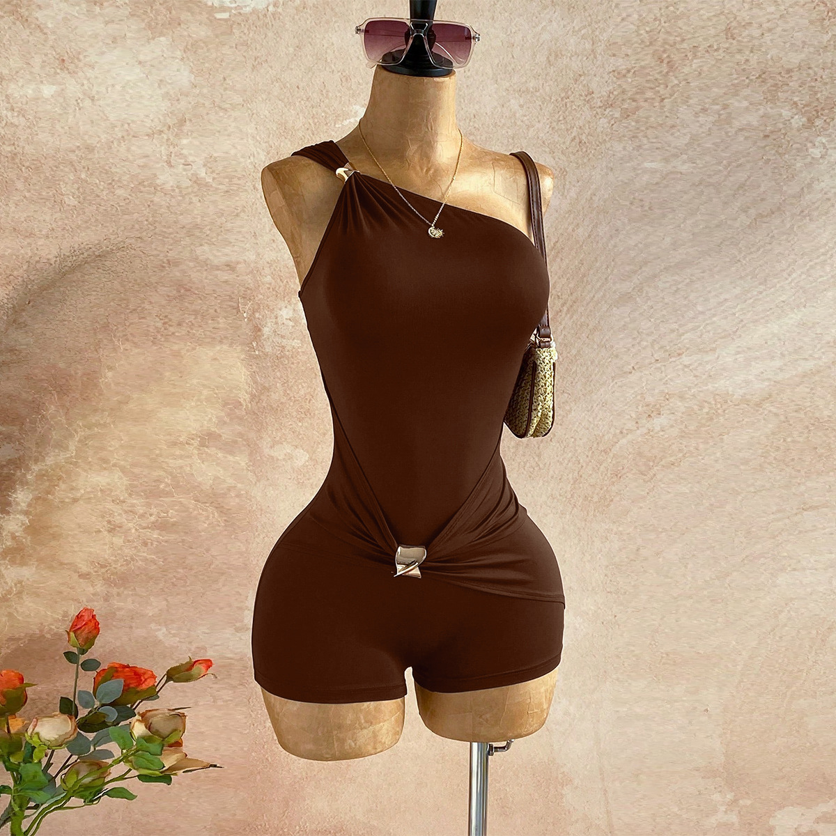 One-Shoulder Slim Waist Jumpsuit for Party Wear