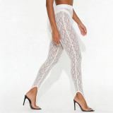 Women Sexy See-Through Lace Footed Pants