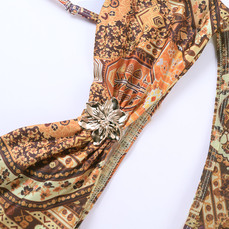 Backless Printed Cover-Up Dress for Holiday Beachwear