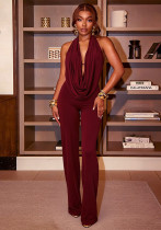 Women Sexy Hooded Backless Jumpsuit