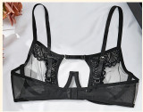 Women Lace See-Through Cut-Out Bra Thong Lingerie Two Piece Set