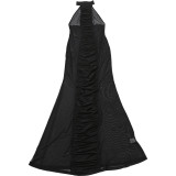 Women Spring Halter Neck Backless Mesh Patchwork Sexy See-Through Bodycon Dress