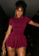 Women Summer Short Sleeve Multi-Layer Ruffled Cascading Ruffles Dress