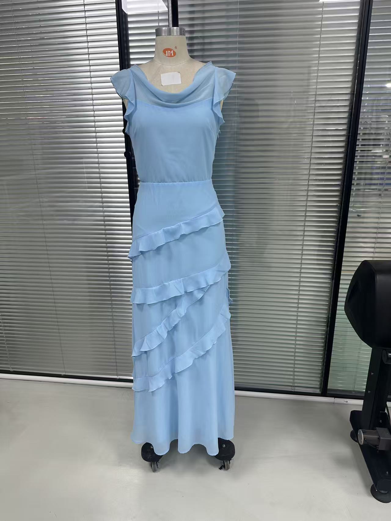 Solid Ruffle Maxi Dress for Summer Holidays
