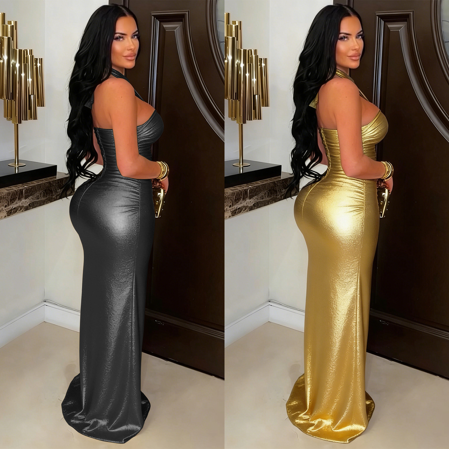 Tie Backless Bodycon Dress for Evening Parties