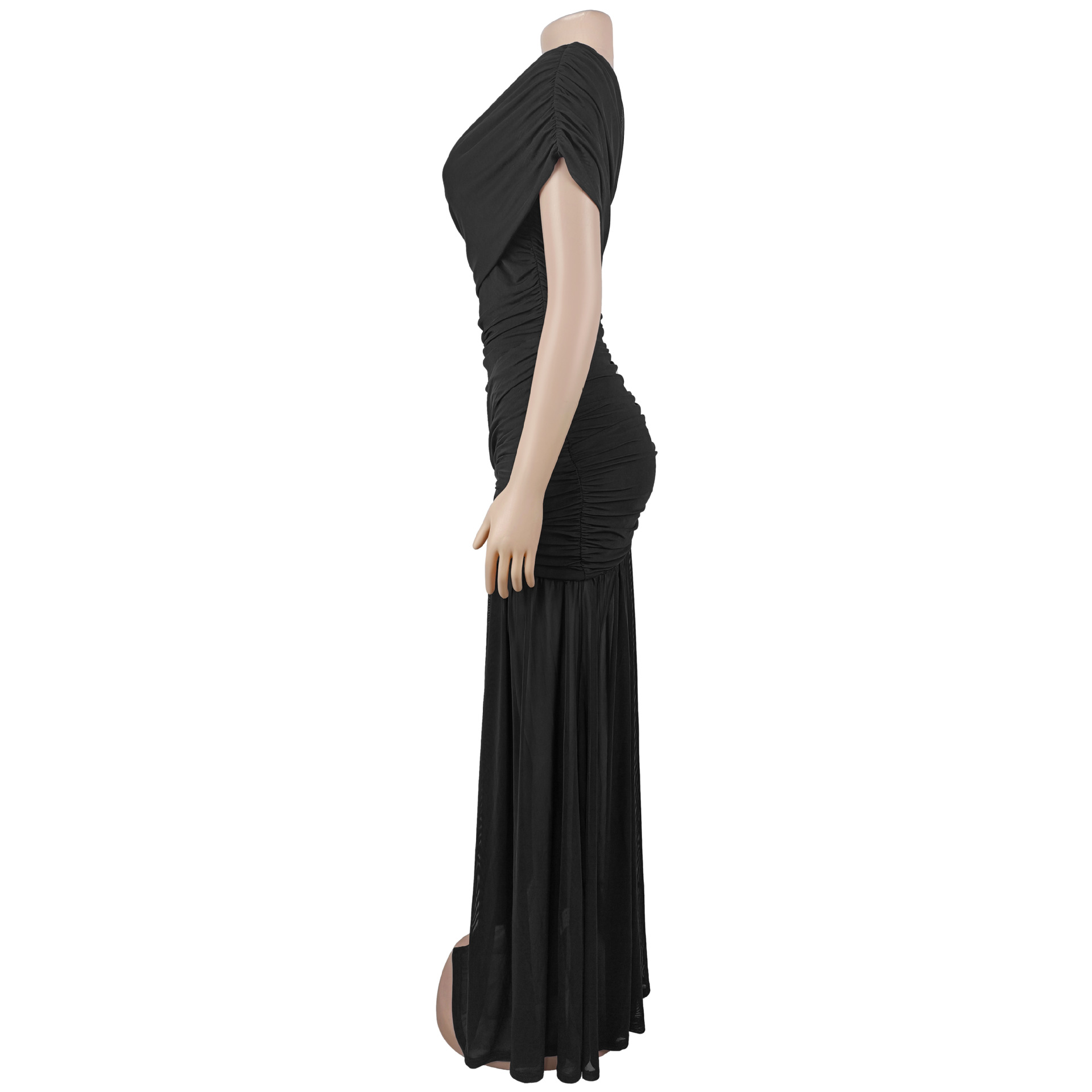 Sleeveless Slash Shoulder Split Dress for Evening Wear