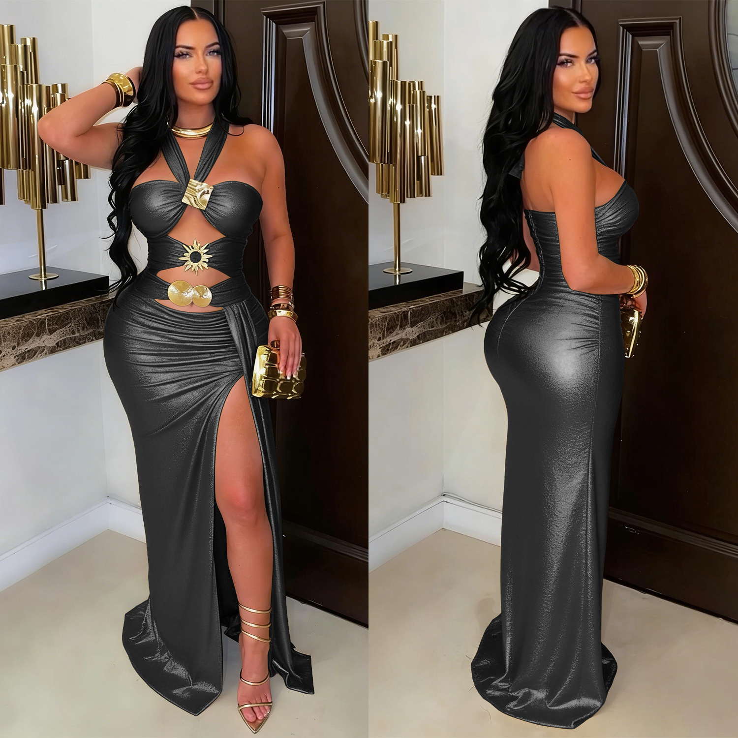 Tie Backless Bodycon Dress for Evening Parties
