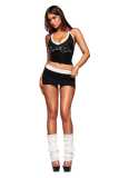 Women Spring Summer Spaghetti Strap Letter Print Top and Shorts Two Piece Set