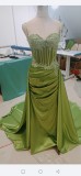 Satin Slit Sexy Evening Gown Strap Long Dress Slim Waist Slimming Ball Gown（Processing time need 3-6 days）