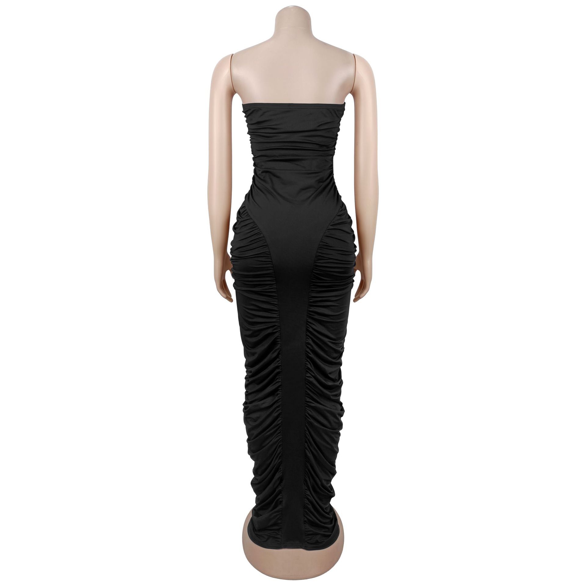 Strapless Ruffled Bodycon Dress for Evening Events