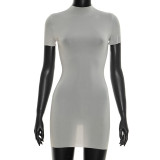 Women Sexy See-Through Short Sleeve Dress