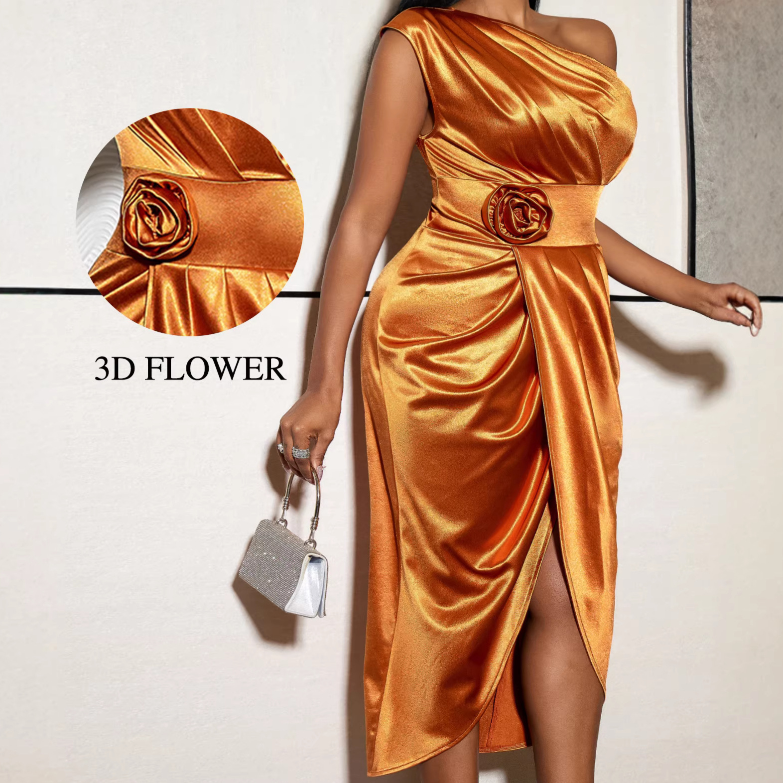 One-Shoulder Split Bodycon Dress for Elegant Evening Events