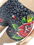 Women Leopard Print Halter Neck Sexy Bra Shorts Two Piece Set Clubwear Outfit