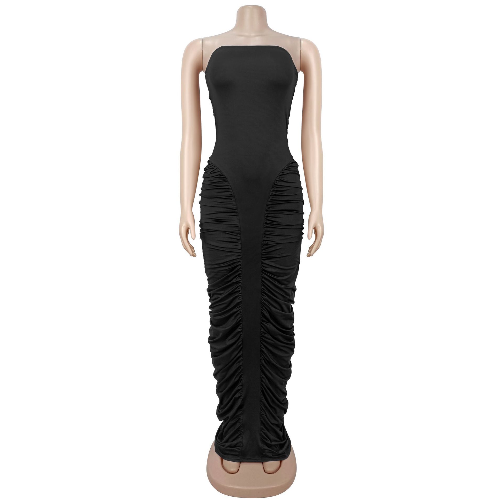 Strapless Ruffled Bodycon Dress for Evening Events
