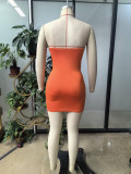 Summer Solid Color Sexy Open Waist Slim Strapless Mini Dress