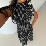 Women Stripe Sleeveless Beach Holidays Maxi Dress