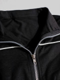 Women's Color-Block Stand Collar Zip Wide-Leg Pants Casual Two-Piece Set