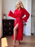 Long Luxury Satin Night Robe for Women