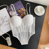 Women's Low Back Fitted Underwire Tank Top Outdoor Wear Sexy Lace Bra