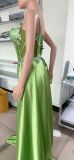 Satin Slit Sexy Evening Gown Strap Long Dress Slim Waist Slimming Ball Gown（Processing time need 3-6 days）