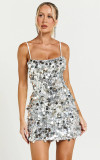 Women Sequin Spaghetti Strap Sexy Bodycon Dress