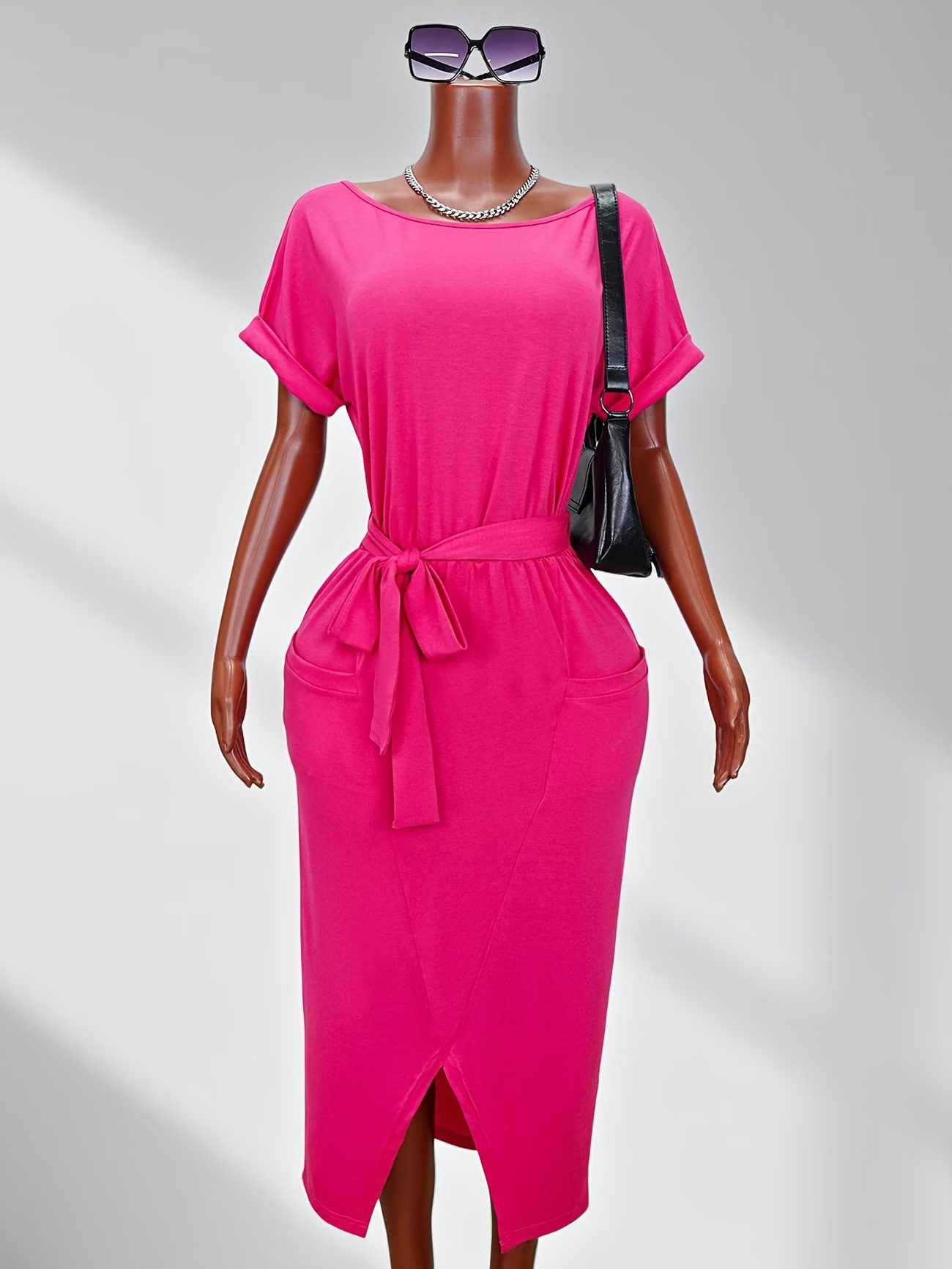 Slim-Fit Side Slit Dress for Summer Casual Wear