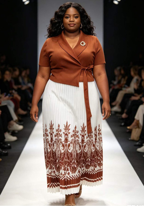 Plus Size Women African Print Turndown Collar Elegant Lace Up Ruched Maxi Dress