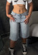 Women Summer Beaded Pearl Denim Capris
