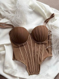 Women's Low Back Fitted Underwire Tank Top Outdoor Wear Sexy Lace Bra