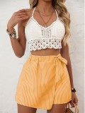 Women's Spring/Summer Fashion Striped Lace-Up Beach Loose Shorts