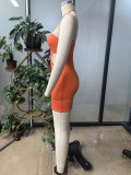 Summer Solid Color Sexy Open Waist Slim Strapless Mini Dress