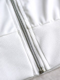 Women's Color-Block Stand Collar Zip Wide-Leg Pants Casual Two-Piece Set