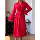 Long Luxury Satin Night Robe for Women