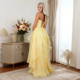 Strapless Evening Gown Summer Multi-Layered Pleated Dress（Processing time need 3-6 days）