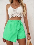 Women's Spring/Summer Fashion Striped Lace-Up Beach Loose Shorts