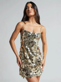 Women Sequin Spaghetti Strap Sexy Bodycon Dress