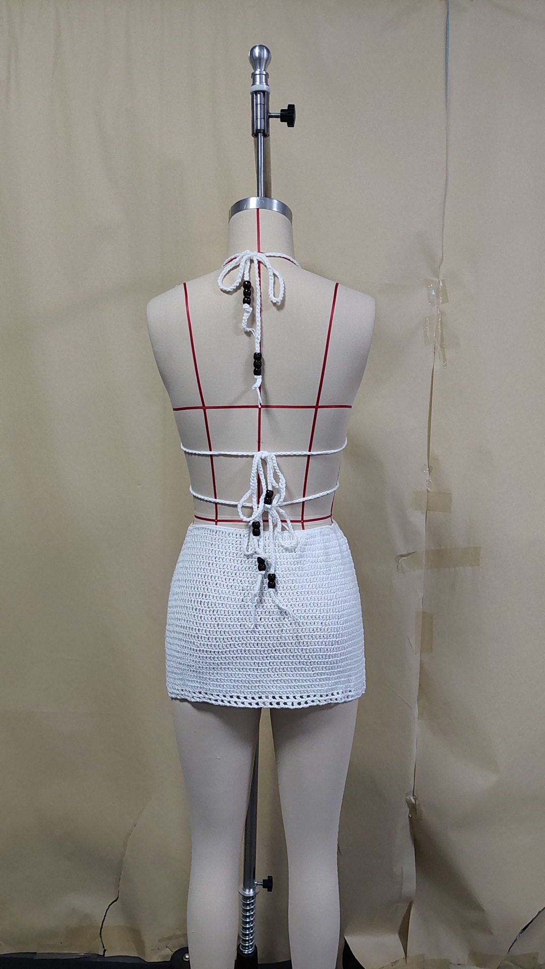 Knitted Cut-Out Bikini Cover-Up Skirt for Beach Holidays