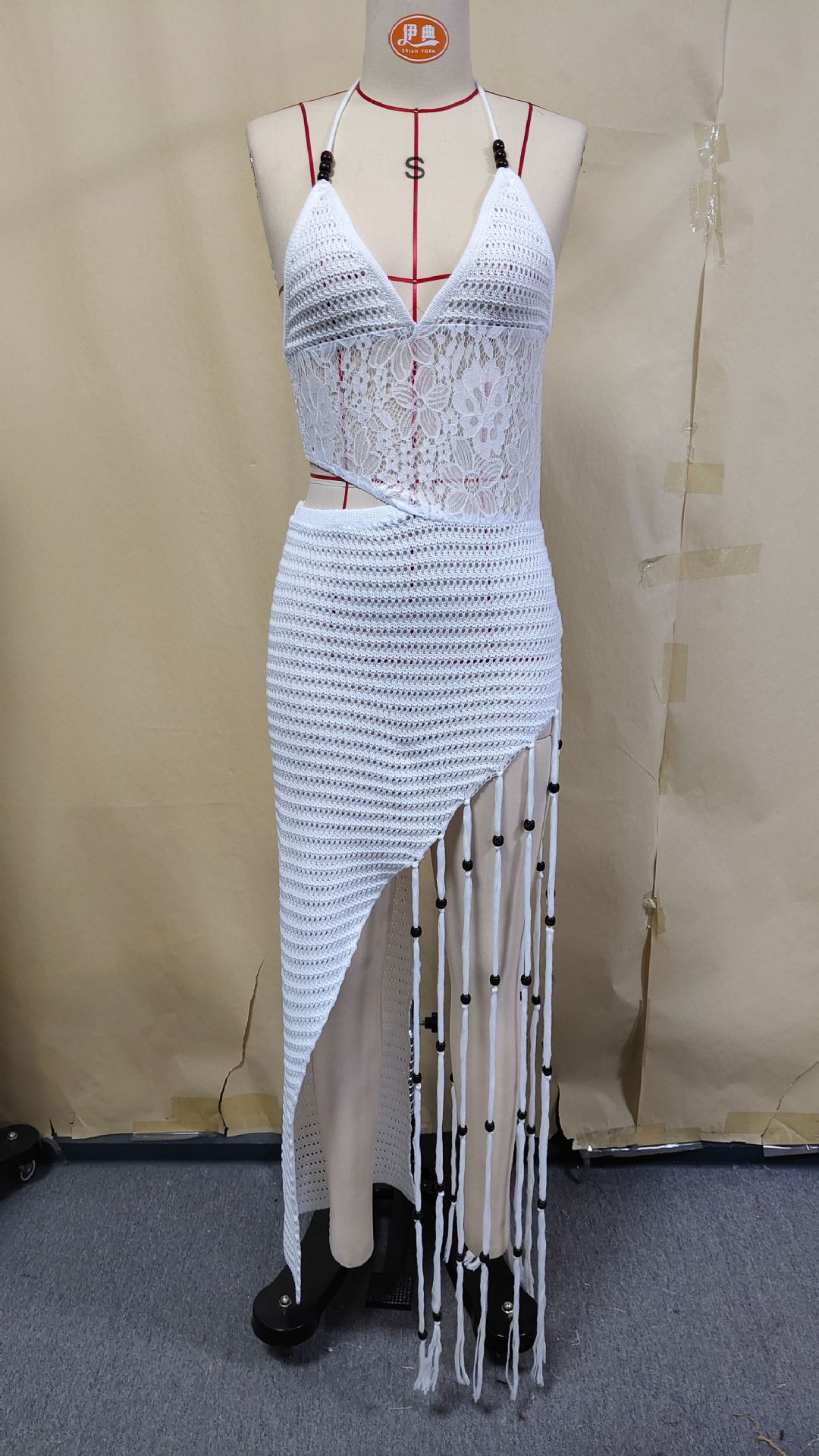 Knitted Cut-Out Bikini Cover-Up Skirt for Summer Beachwear