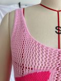 Women Summer Beach Holidays Sexy Flower Cut Out Slit Sleeveless Dress