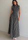 Women Stripe Sleeveless Beach Holidays Maxi Dress