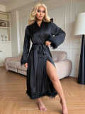 Long Luxury Satin Night Robe for Women