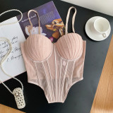 Women's Low Back Fitted Underwire Tank Top Outdoor Wear Sexy Lace Bra