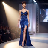 Sexy Lace-Up Halter Evening Gown Formal Party Chic Long Dress