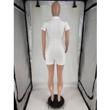 Women's Zip Short-SleeveHigh Stretch Athletic Jogging Casual Jumpsuit