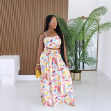 Women's Beach Holidays Adjustable Strap Bustier and Flowing Skirt Two-Piece Set